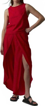 Lolita Linen Slit Cropped Pants In Red