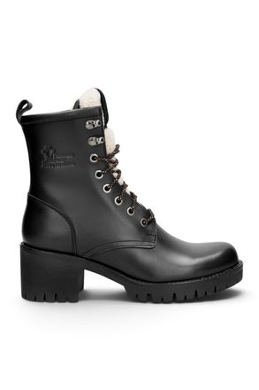 Panama Jack Panama Jack Womens Black Leather Waterproof Warm Heeled Lace-Up Boots - Tibi B1