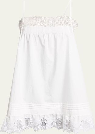 Saint Laurent Guipure Lace Sleeveless Shift Mini Dress