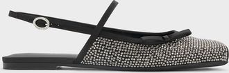Charles & Keith Crystal-Embellished Bow Slingback Mary Jane Flats