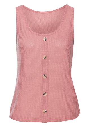 Lascana Tr&auml;gertop LASCANA mit Zierknopfleiste, Damen, Gr. 32/34, lila (beere), Piqu&eacute;, Obermaterial: 69% Polyester (REPREVE), 28% Viskose, 3% Elasthan, unifarb