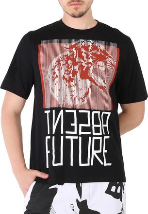 Roberto Cavalli Mens Black Absent Future Cotton T-shirt, Size X-Large