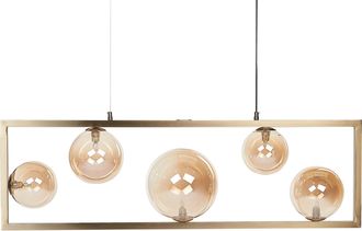 Beliani Beliani - L&aacute;mpara De Techo De Metal Lat&oacute;n 133 Cm 5 Luces Industrial Comedor Geehi