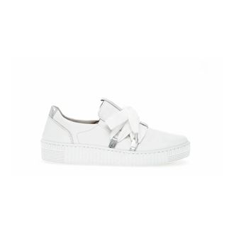 Gabor Sneakers, female, White, 6 UK, White Leather Trainers Modern Slip-On