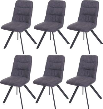Hhg Hhg - Nunca Usado] Lote De 6 Sillas De Comedor 595, Silla De Cocina Silla, Posici&oacute;n Autom&aacute;tica Giratoria, Terciopelo, Antracita