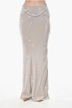 Bernadette Silk Skirt JOLENE with Embroidery and Pearls size 38