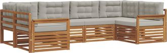 vidaXL Conjunto De Sof&aacute;s De Exterior 6 Uds. Gris Natural Y Claro Vidaxl