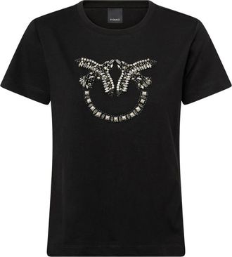 Pinko Quentin T-shirt Jersey - Dames - T-shirts - Zwart - XS - Katoen - Tops