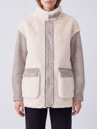 Urban Code Bicolour Faux Fur Jacket with High Neck and Patch Pockets
