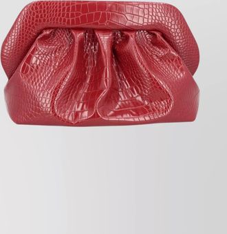 Themoirè crocodile texture pleated clutch bag top handle