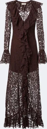 De La Vali Clementina asymmetric lace maxi dress