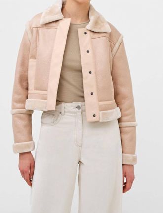 French Connection Belen Faux Fur Jacket In Brown