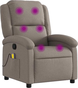 vidaXL Sill&oacute;n De Masaje Reclinable De Tela Gris Taup&eacute; Vidaxl