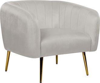 Beliani Beliani - Sill&oacute;n De Terciopelo Gris Claro Dorado Respaldo Patas Metal Glamour Laconia