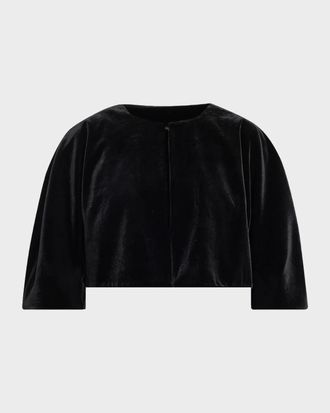 Teri Jon Cropped Velvet Bolero