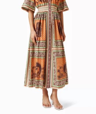 Alemais Alberta Smocked Shirtdress In Multi