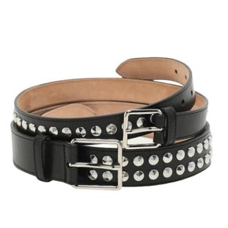 Alexander McQueen Pre-owned Belts, female, Black, Size: ONE SIZE Pre-owned Double Buckle Studded Belt