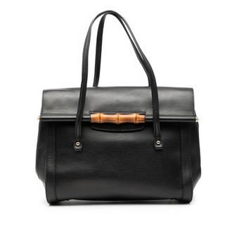 Gucci Tweedehands Grote Leren Bamboe Bullet Tote