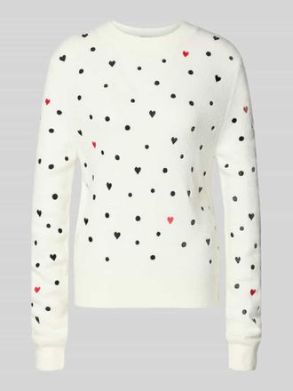 Tom Tailor Denim Regular Fit Strickpullover mit Stickereien in Weiss, Größe XXL