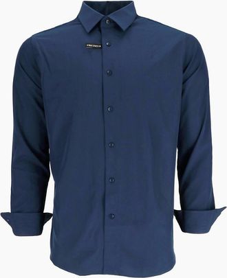 Scotch & Soda Mens Oxford Long Sleeve Shirt Collar Shirt - Navy - Size: 16.5 inch