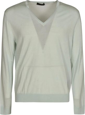 Prada V-hals Gebreide Trui - Heren - V-hals truien - Beige - M - Truien & Vesten