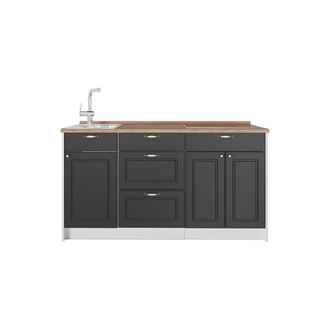 Vicco Bloque De Cocina Fame-line, Antracita-oro Landhaus, 150 Cm, Et Roble, Vicco