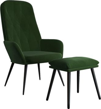 vidaXL Sill&oacute;n De Relax Con Taburete Terciopelo Verde Oscuro Vidaxl