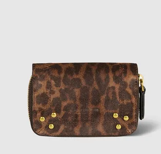 Jerome Dreyfuss Porte-monnaie Henri Cuir Imprim&eacute; L&eacute;opard Naturel