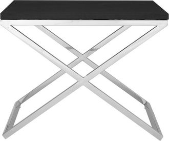 Premier Housewares Interiors by Premier White and Black End Table, Modern Rectangular Side Table, Wood and Metal Side Table, Metal Bedside Table