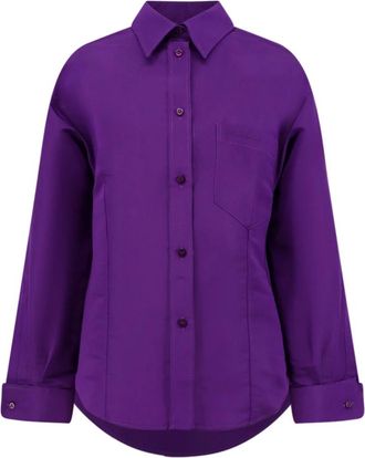Balenciaga Overhemden, Dames, Paars, XS, Zijden Blouse