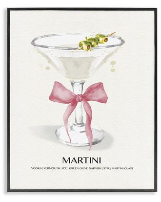 Stupell Industries Pastel Martini with Bow Framed Giclee Art