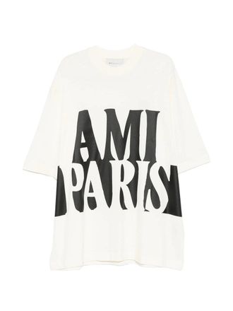 Ami Oversize Fit Short Sleeves Teeshirt With Ami Paris Print