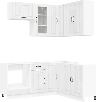 vidaXL Unidad De Cocina Lucca 8 Uds. Blanco Brillante Vidaxl