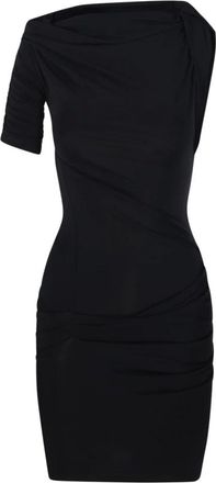 Jacquemus Kleedjes, Dames, Zwart, S, Polyester, La Mini Robe Drapeado Skirt