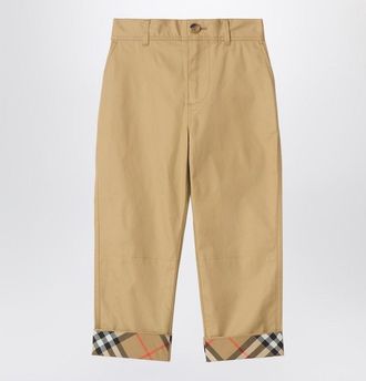 Burberry Beige trousers with Check turn-ups