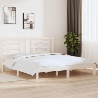 vidaXL Vidaxl - Estructura De Cama Madera Maciza Blanco Supe King 180x200 Cm