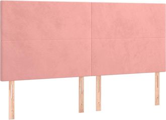vidaXL Cabecero Con Luces Led Terciopelo Rosa 160x5x118/128 Cm Vidaxl