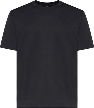 Herno T-Shirts, male, Blue, Size: 2XL Crew Neck Cotton T-Shirt