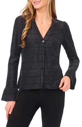 CeCe by Cynthia Steffe Metallic Rib Cardigan in Rich Black at Nordstrom Rack, Size X-Small