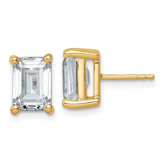 Diamond2Deal 14k Gold 5 ct Emerald Lab Grown Diamond Stud Earrings VS Clarity, G-H Color