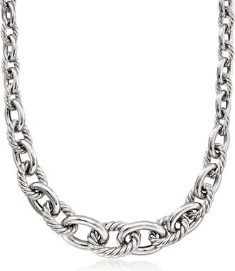 Ross-Simons Sterling Silver Alternating Twisted Oval-Link Necklace