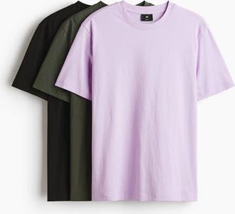 H&M 3-pack Regular Fit T-shirts in Lilac at Nordstrom, Size Xx-Large