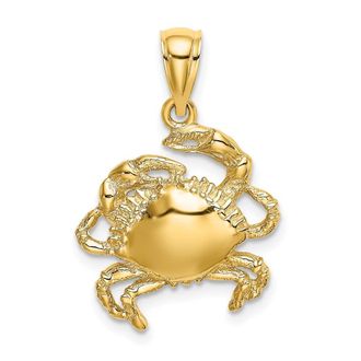 Diamond2Deal 14k Yellow Gold Crab Charm Pendant
