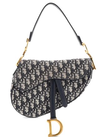 Dior Saddle Handbag Oblique Canvas Medium shoulder bag - Blue