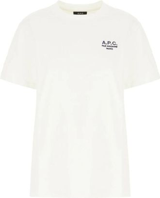 A.P.C. Geborduurd logo t-shirt - Wit - Heren - T-shirts - Wit - XS - Katoen - Tops