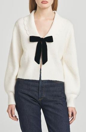 Wayf Sloane Bow Cardigan in Ivory at Nordstrom Rack, Size X-Small