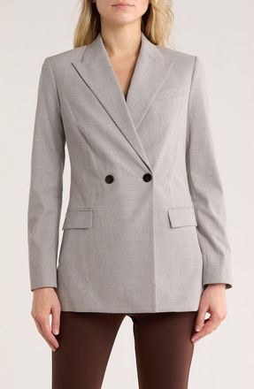 Theory Peak Lapel Double Breasted Blazer in Tan Multi at Nordstrom Rack, Size 00