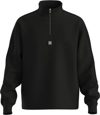 HUGO BOSS Trui met halve rits en vlakken - Zwart