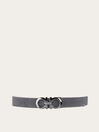 Ferragamo Men Adjustable Gancini belt Grey