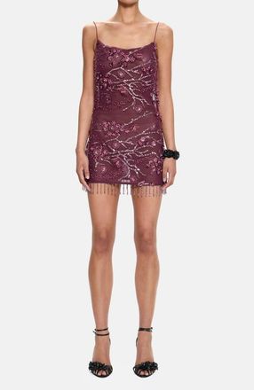 Jaded London Ellora Wine Embellished Minidress in Burgundy at Nordstrom, Size 12